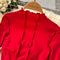 Pleated Patchwork Long-sleeve Red Dress