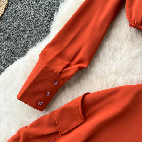Lapeled Shirt&Wide-leg Trousers 2Pcs Set