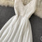 Crochet Knitted Lace-up White Slip Dress
