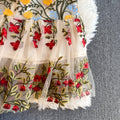 Vintage Embroidered Round Neck Dress