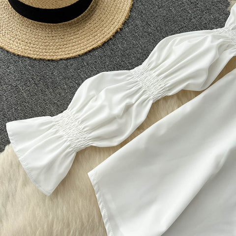 White Shirt Dress&Floral Camisole 2PCs