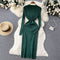 Elegant V-neck Long Sleeve Knitted Dress