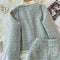 Three-piece Tweed Jacket & Bowknot Shirt & Skirt