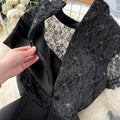 Black Lace Embroidery Bodycon Dress