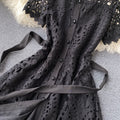 Vintage Hollow Lace Short Sleeve Dress
