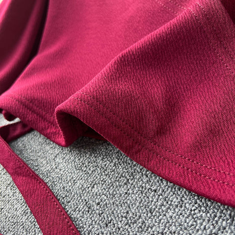 Drawstring V-neck Long-sleeve Top