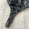 Hollowed PU Leather High-cut Halter Jumpsuit