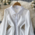 White Shirt Dress&Denim Vest 2Pcs