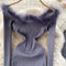 Vintage Off-the-shoulder Patchwork Knitted Dress