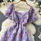 French Style Waist-slimming Floral Dress