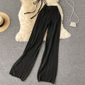 Hollow Knitted Tube Top And High Waist Pants Two-piece Suit