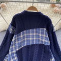 Patchwork Plaid Faux Two-piece Sweater