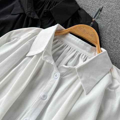 Puffy Sleeve Lapeled Short Blouse