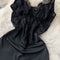 Black Lace Patchwork V-neck Jumpsuit