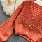 V-neck Hollowed Delicate Knitted Cardigan