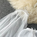 Puffy See-through Mesh White Dress