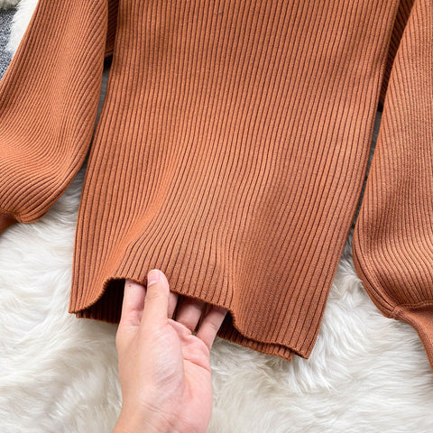 Elegant Knitted Sweater&Half-body Skirt 2PCs