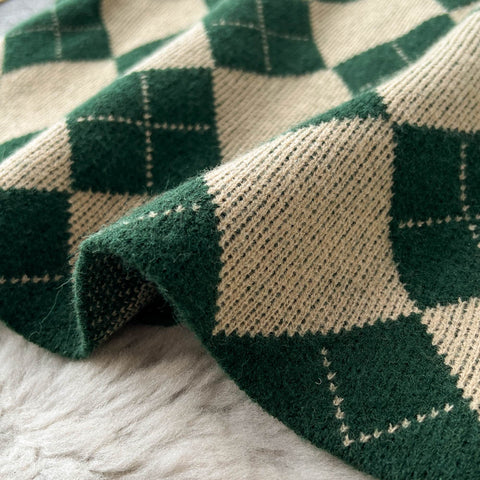 Cardigan&Rhombus Slip Dress Knitted 2Pcs