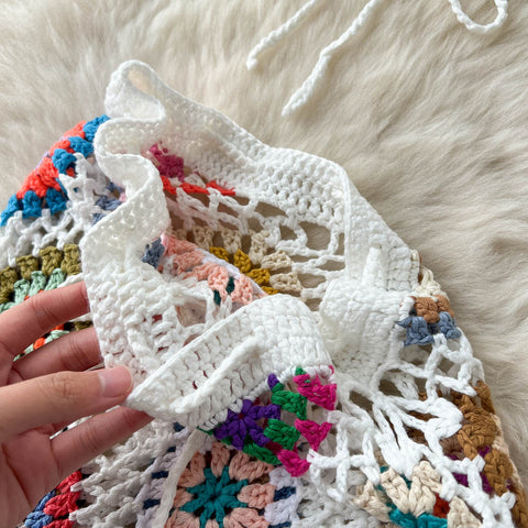 Hollowed Crochet V-neck Top&Skirt 2Pcs