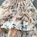 Pleated Floral V-Neck Dress