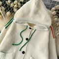 Korean Style Color-clashing Hooded Cardigan