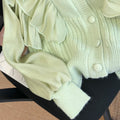 Sweet Ruffle-trimmed Patchwork Cardigan