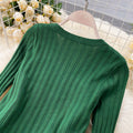 Knitted Cardigan&Plaid Dress 2Pcs