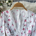 Sweet Lace V-neck Floral Dress