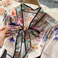 Floral Lace-Up Bow Neck Waist Lace Dress