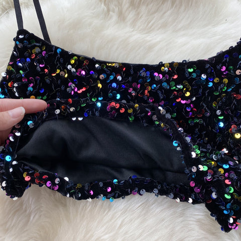 Chic Sequin Decorated Camisole&Skirt 2Pcs