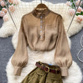 Vintage Khaki Shirt&Pleated Skirt
