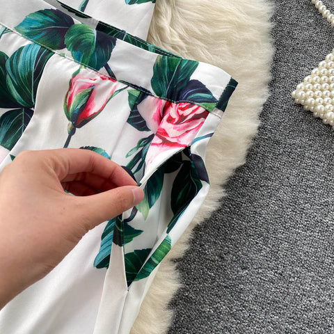 Two-piece Printed Shirt Wide-leg Pants