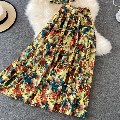 Floral Skirt Two-Piece Short Jacket