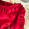 Ruffle Pleated Slim Red Dress