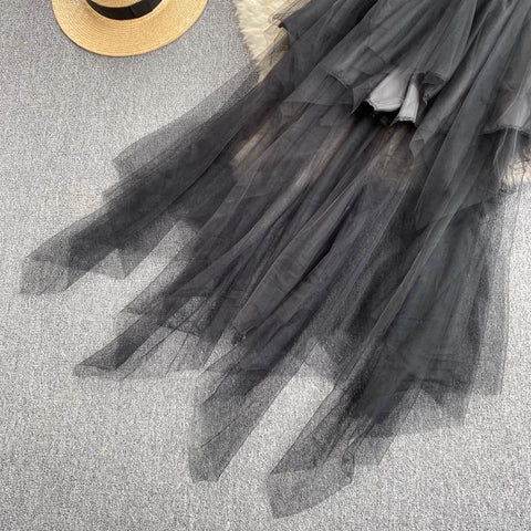 Studded Vest&Mesh Skirt 2Pcs Set