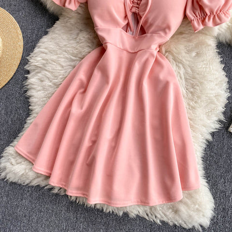 Drawstring Puff Sleeve Dress