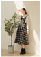 Plaid Thick Woolen Dress With Bow
