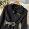 Black Suit Jacket&High-waisted Shorts 2Pcs
