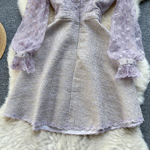 Beaded Embroidered Mesh Bow Dress