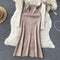 V-Neck Pieced Fishtail Split Dress