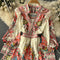 Ethnic Style V-neck Printed Floral Dress