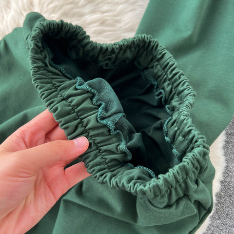 Printed Sweatshirt&Drawstring Sports Trousers