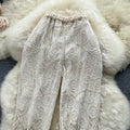 Hollowed Crochet Flared Lace White Pants
