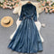 Vintage Embroidered Single-breasted Denim Dress