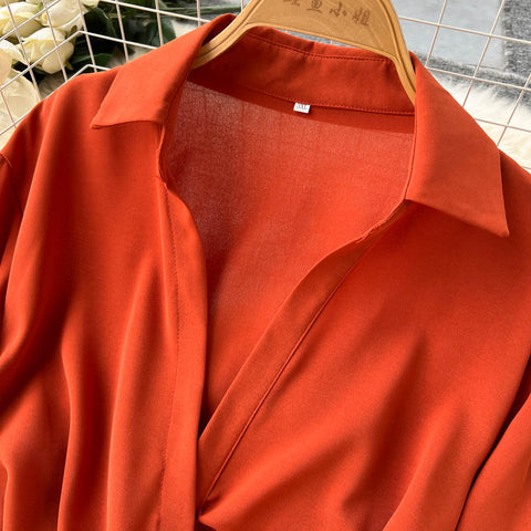 Lapeled Shirt&Wide-leg Trousers 2Pcs Set