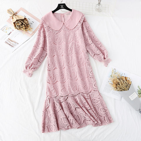 Fishtail Hem Lace Dress
