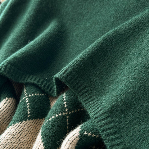 Cardigan&Rhombus Slip Dress Knitted 2Pcs