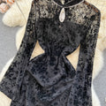 Vintage Hollowed Black Mesh Dress