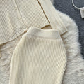 Elegant Knitted Cardigan&Skirt 2Pcs