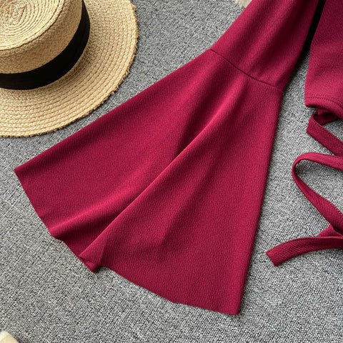 Drawstring V-neck Long-sleeve Top